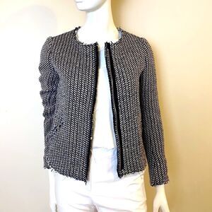 Gap Sweater Jacket Black and White Tweed